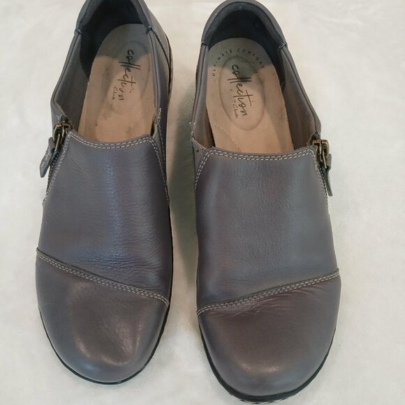 CLARKS COLLECTION GRAY LOAFERS - Picture 1 of 5